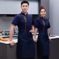 Синий фартук, короткий рукав