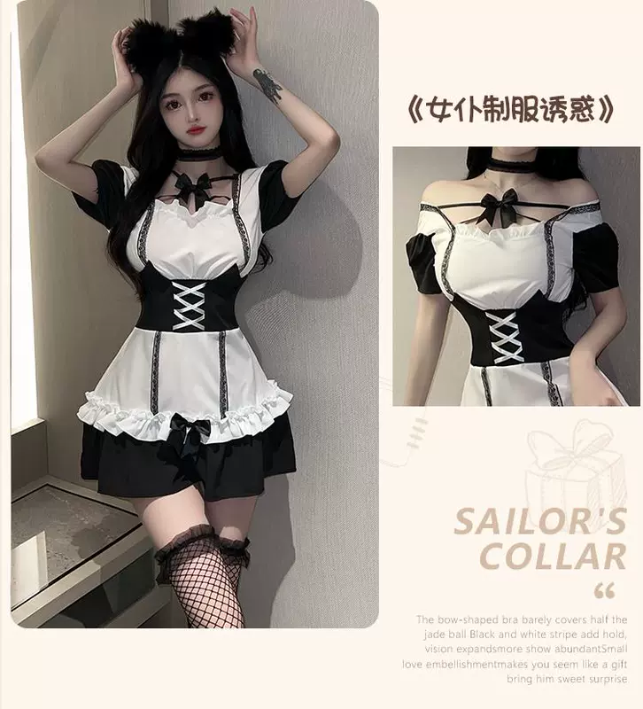 Cô hầu gái gợi cảm, đồng phục nóng bỏng, cosplay ham muốn thuần khiết, bộ đồ lolita riêng tư Nhật Bản, váy công chúa dễ thương