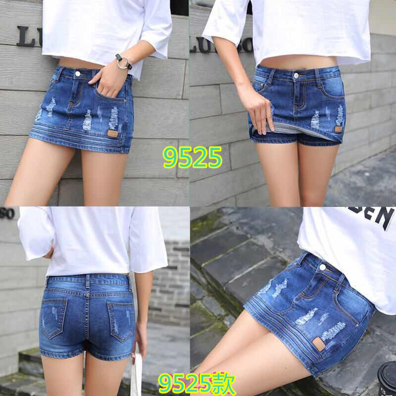 Mùa hè 2019 mới quần short denim chống sáng quần nữ phiên bản Hàn Quốc của họa tiết bướm ở eo váy ngắn co giãn - Cộng với kích thước quần áo quần legging lửng