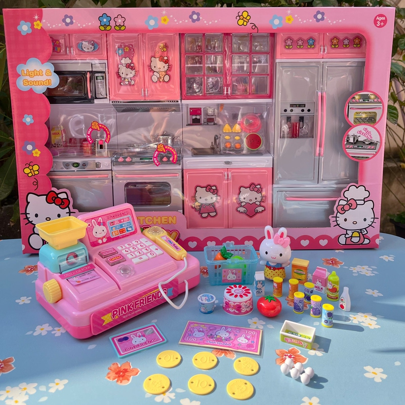Exported to Europe Pink Rabbit Children's Pretend Play Supermarket Shopping Grocery Shopping Girls Hello Kitty Kitchen Cooking Set