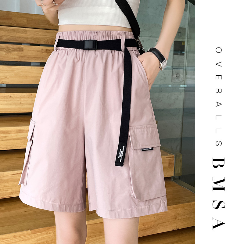 Pink Quick-Drying Work Shorts for Women 2026 New Summer Thin High-Waisted Ice Silk Straight Casual Five-Point Shorts