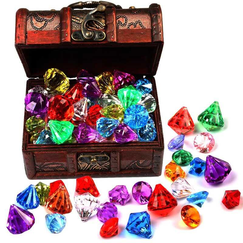 Children's Gem Toy Girl Princess Diamond Crystal Plastic Acrylic Colorful Treasure Box Set Birthday Gift