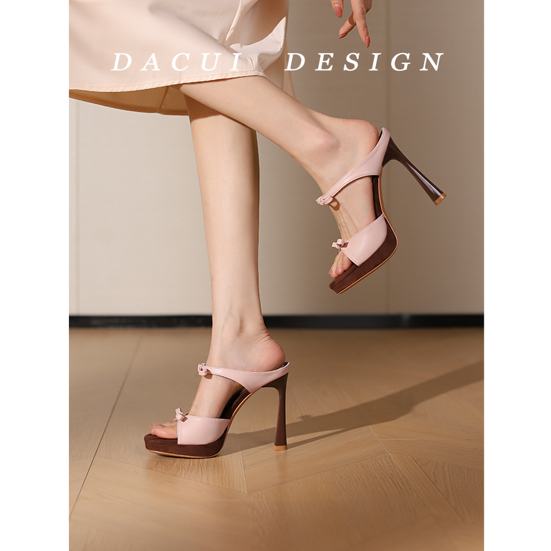 Pink Bow Waterproof Platform High Heels for Women, Comfortable and Not Tiring, 2026 New Style, Sweet and Gentle Style, Suitable for Skirts, Sandals and Slippers Pink Bow Waterproof Platform High Heels for Women, Comfortable and Not Tiring, 2026 New Style, Sweet and Gentle Style, Suitable for Skirts, Sandals and Slippers