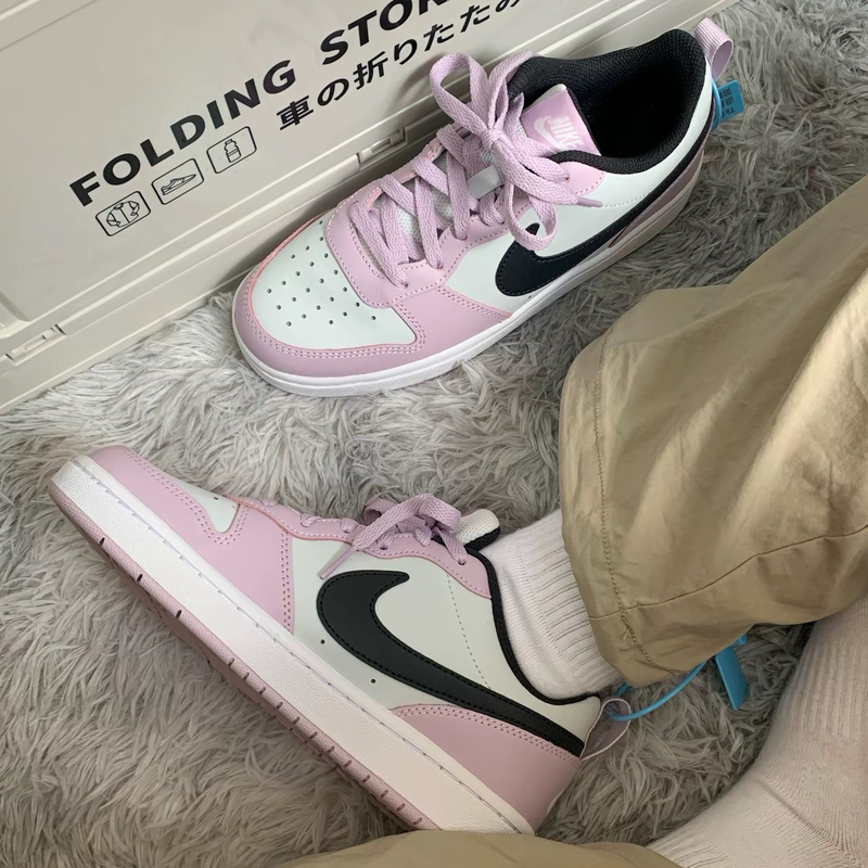 Nike Court Borough Low 2 Leather Comfortable and Versatile Low-Top Kidsren's Sneakers Bq5448-005