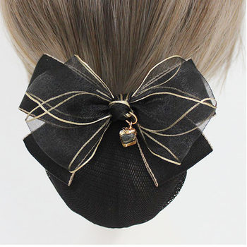 Bank nurse head flower girl hotel work professional hair net stewardess bow plate hair clip hair accessories net pocket