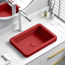 红色台中盆半嵌入式圆形椭圆形方形洗脸盆洗手盆洗漱陶瓷台盆小号
