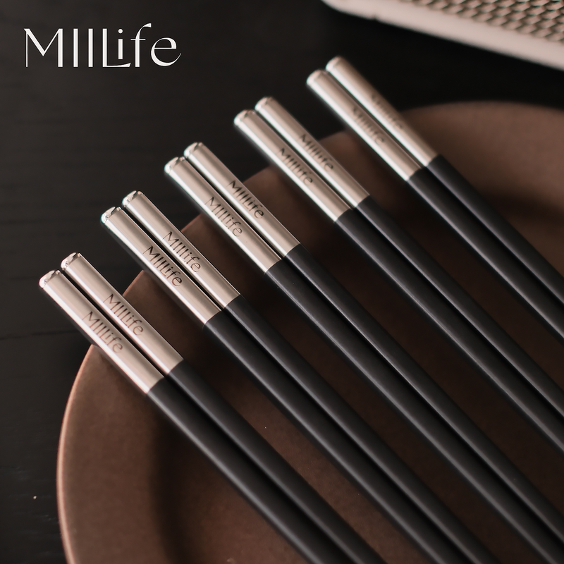 Miilife Dishwasher-Safe Alloy Chopsticks Pps Household Light Luxury High-End Black High-Temperature Resistant Food Grade
