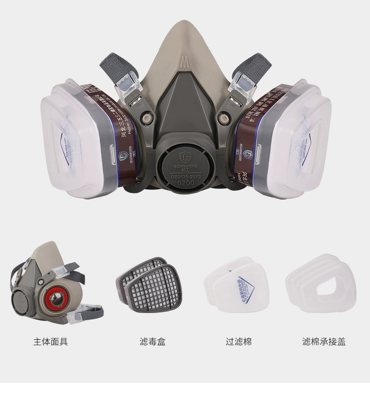 6200 mặt nạ phòng độc phun sơn mặt nạ phòng độc thuốc trừ sâu mặt nạ chống bụi mặt nạ than hoạt tính trang trí mặt nạ nửa mặt khí mặt nạ phòng khí độc