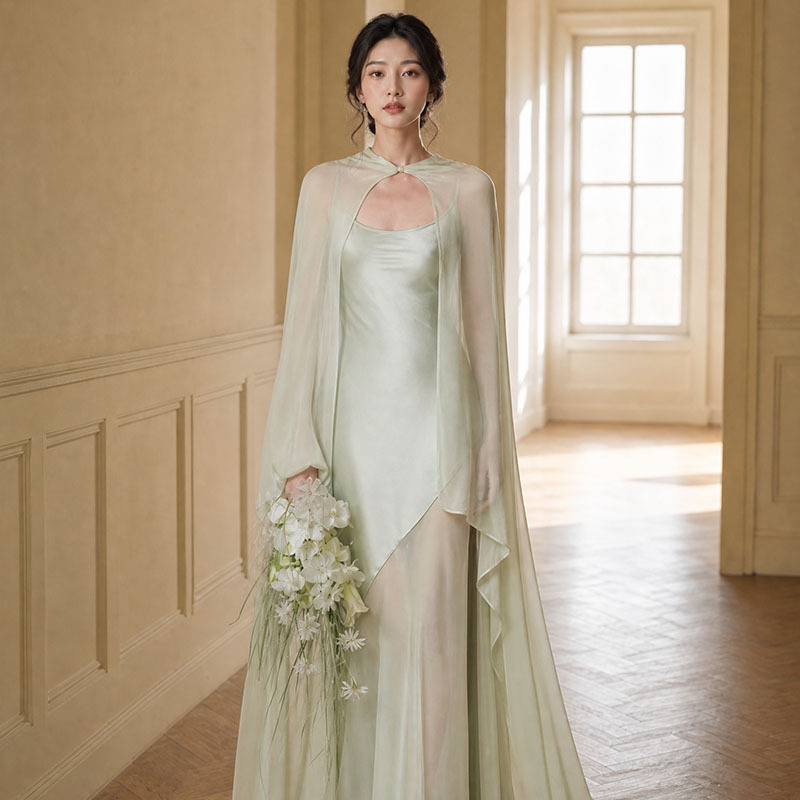 French-Style High-End Forest Green Spaghetti Strap Engagement Wedding Light Wedding Dress Morning Gown Toast Dress for Women Niche Birthday Dress French-Style High-End Forest Green Spaghetti Strap Engagement Wedding Light Wedding Dress Morning Gown Toast Dress for Women Niche Birthday Dress