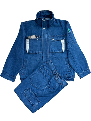 Джинсовый хлопковый износостойкий демисезонный комбинезон, увеличенная толщина, защита от ожогов, осенний сезон