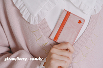 TP produced strawberry hard candy series girl heart pink card bag small wallet original design handmade cowhide