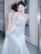 Blue Evening Dress Banquet Coming-Of-Age Ceremony Girl High School Student Stunning High-End Princess Dress Host 2025 New Style