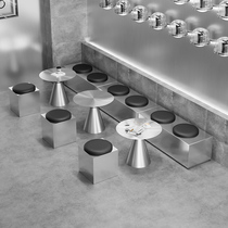 Internet celebrity industrial style table and chair rest area wall-mounted bench milk tea shop cafe stainless steel deck sofa customization