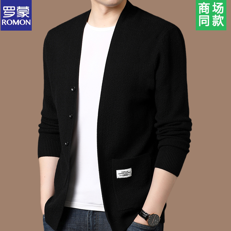 Romon Wool Knit Cardigan Men's Jacket Korean Style Trendy 2025 Spring and Autumn New Men's Outerwear Sweater