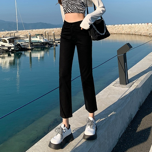 Осенние приталенные джинсы, весенние белые штаны, высокая талия, подходит для подростков