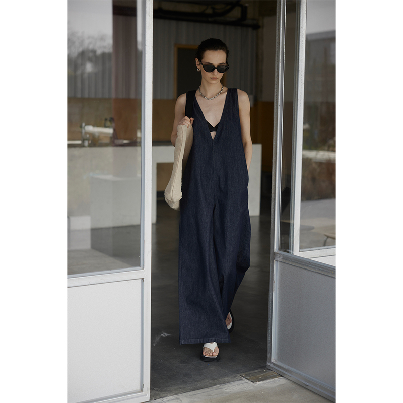 Moofeel French Retro Denim Overalls 2025 Summer New Loose High-Waisted Wide-Leg Jumpsuit for Women