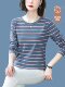 春秋装遮肚子纯棉上衣长袖t恤女宽松大码条纹秋衣薄款内搭打底衫