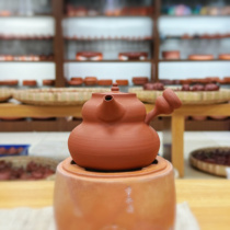 Zhang Yongshun thin tire Chaozhou hand-drawn red clay sand pot fully hand-boiled water for tea side-handled pottery pot Gongfu tea jade book simmering