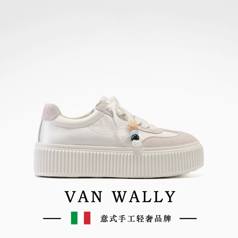 Van Wally Moonlight Variation Thick-Soled Platform Shoes Height-Increasing Sneakers White Versatile Casual Shoes