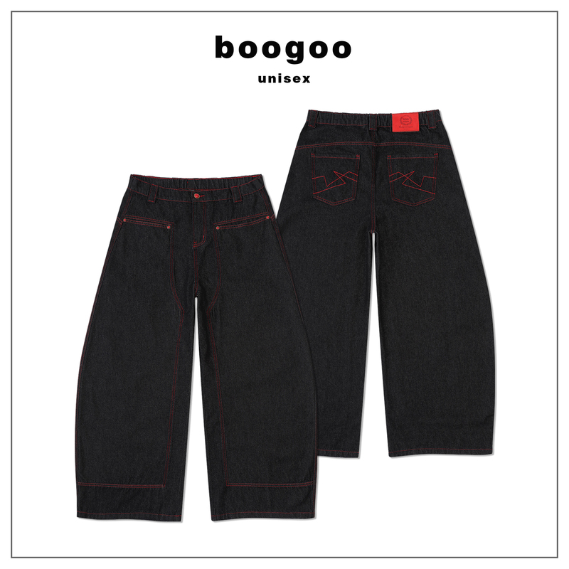 Boogoovogue Original Japanese Okayama Denim Vintage Scimitar Ruby Vintage Denim Silhouette Long Pants