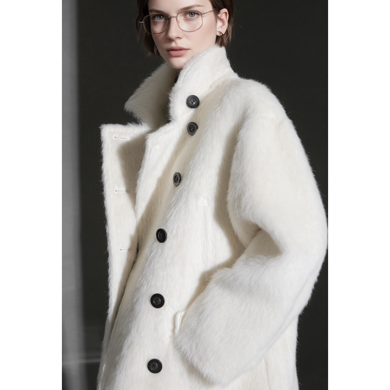 3/ Soft Touch Suli Alpaca Wool Coat with a High-End Feel, High-Neck, Double-Breasted, Loose-Fitting Coat