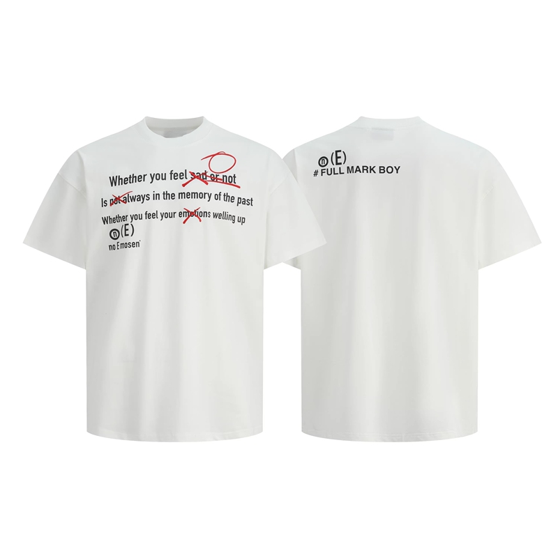 Dank "About Depression, I Scored 0 Points' 300g Heavyweight Pure Cotton Short-Sleeved Men's No E Mosen(Noe)