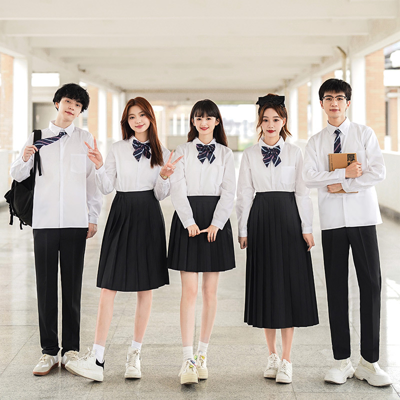 Junior High School Students' Chorus Poetry Recitation Performance Costumes, College Style High School Students' Sports Day Class Uniforms, Pleated Long Skirt Suits