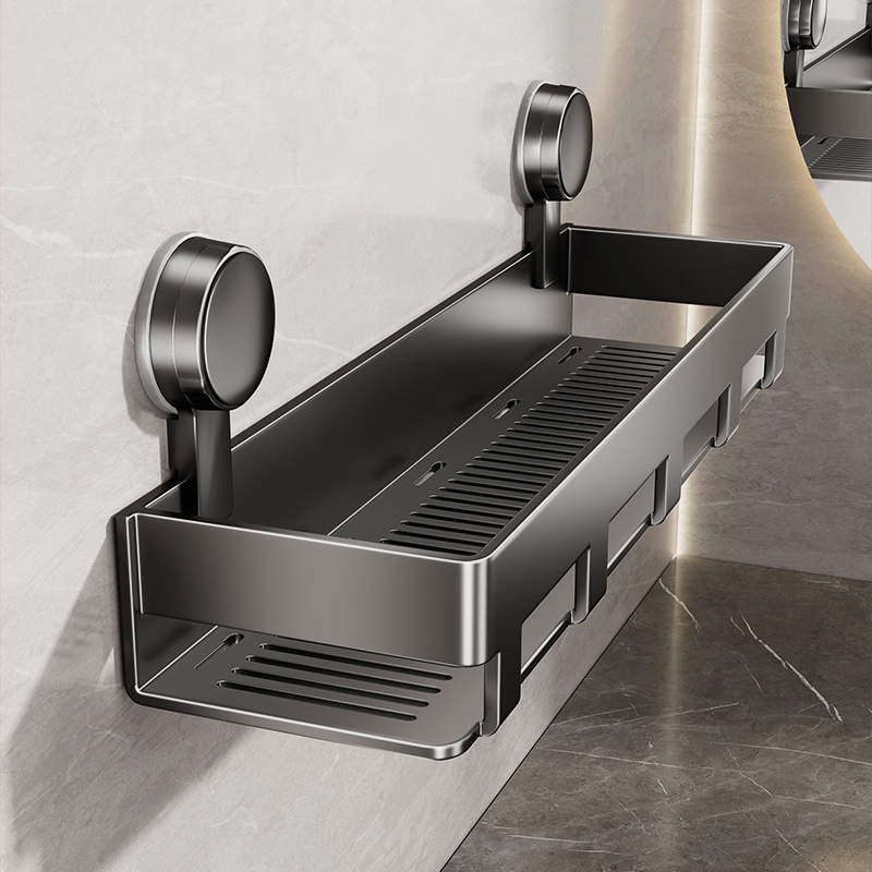Japan Imported Suction Cup Storage Rack Bathroom Bathroom Bathroom Toilet Punch-Free Wall Hanging Wall Heightening Storage