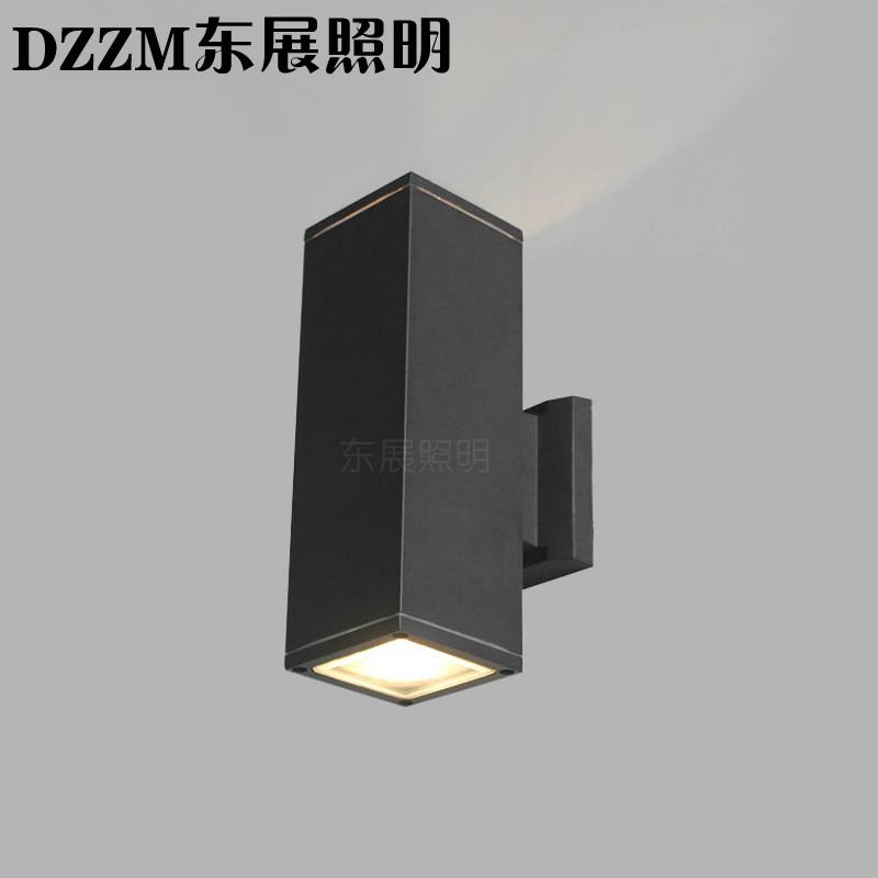 Spot LED outdoor square wall lamp villa modern balcony doorpost hotel exterior wall lamp waterproof double head spotlight