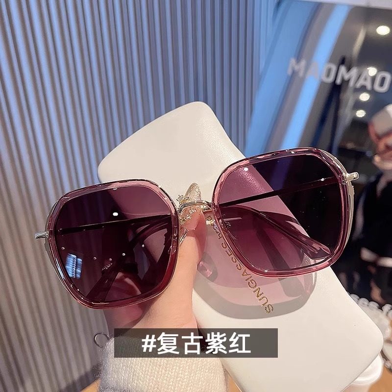 Korean Style Internet Celebrity Large Frame Sunglasses That Make the Face Look Smaller, Women's Summer Uv Protection High-End Travel Sunshade Sunglasses for Women