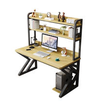 Solid wood computer desk desktop home desk bookshelf integrated small apartment hole board study table bedroom desk