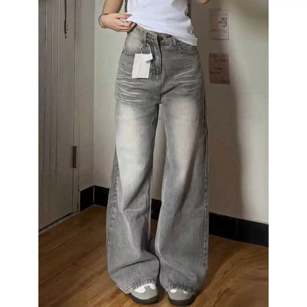 Retro jeans, trousers, plus size, American style, loose fit, high waist