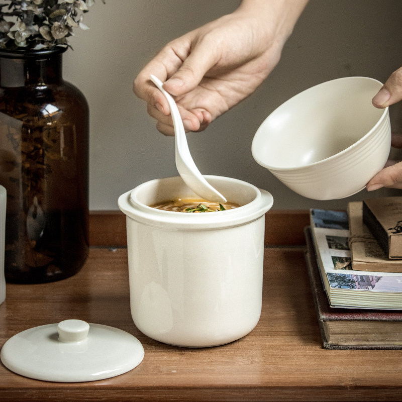 〖Practical 750ML stew 1 person〖Ceramic pot stew pot pot stew pot seal socket cover