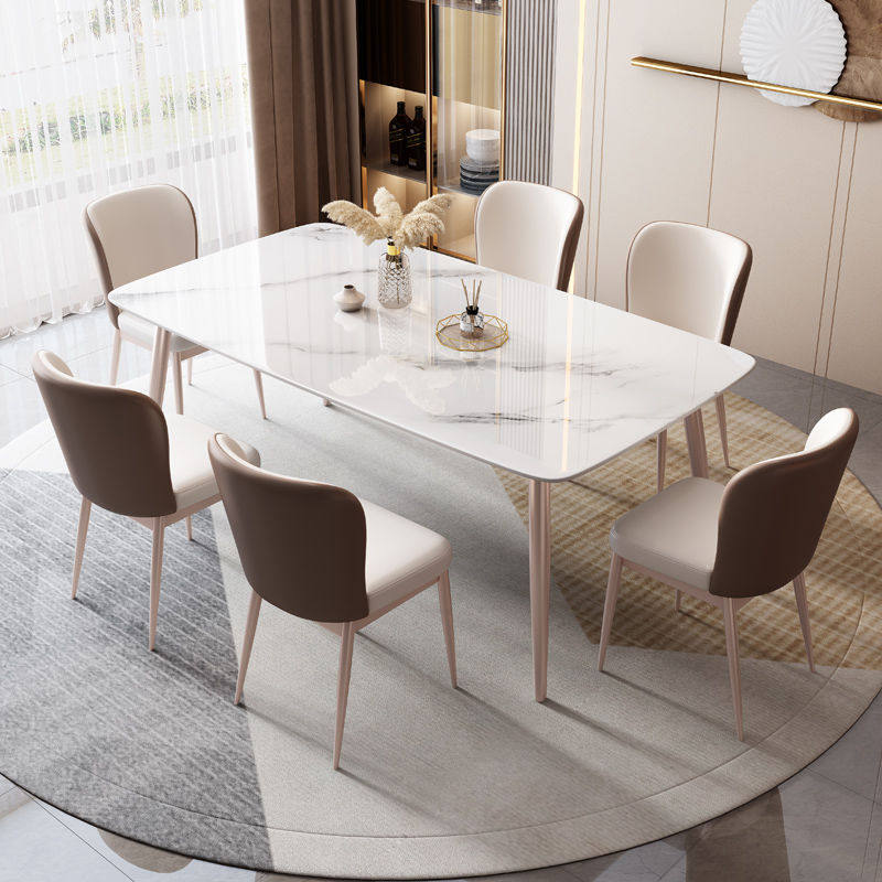Rock plate dining table and chair combined small household dining table chair modern simple rectangular dining table light luxury