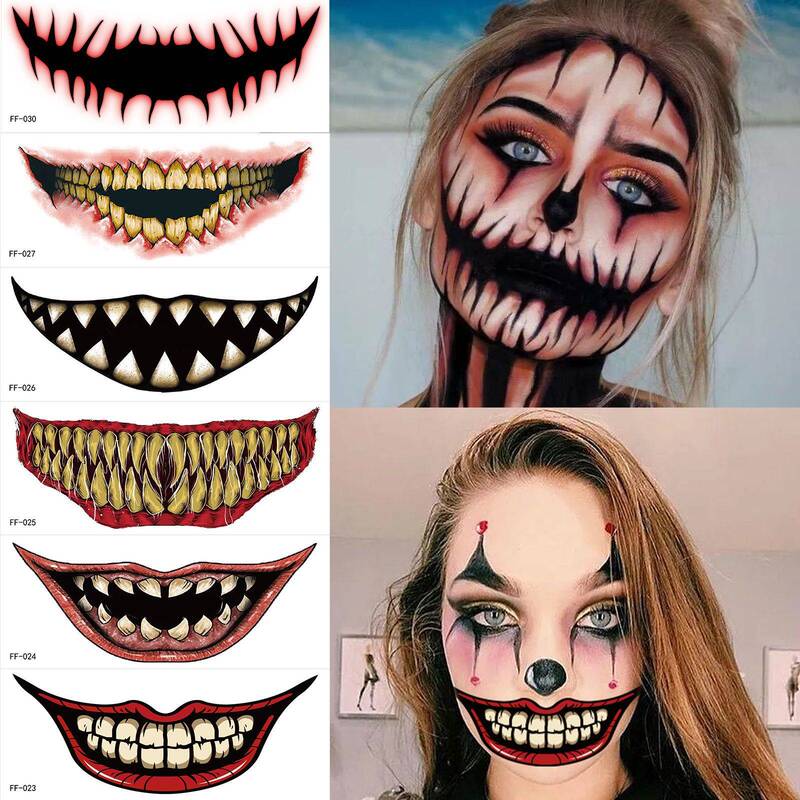 2025 New Halloween Horror Big Mouth Face Tattoo Stickers Funny Makeup Party Waterproof Tattoo Stickers 2025 New Halloween Horror Big Mouth Face Tattoo Stickers Funny Makeup Party Waterproof Tattoo Stickers