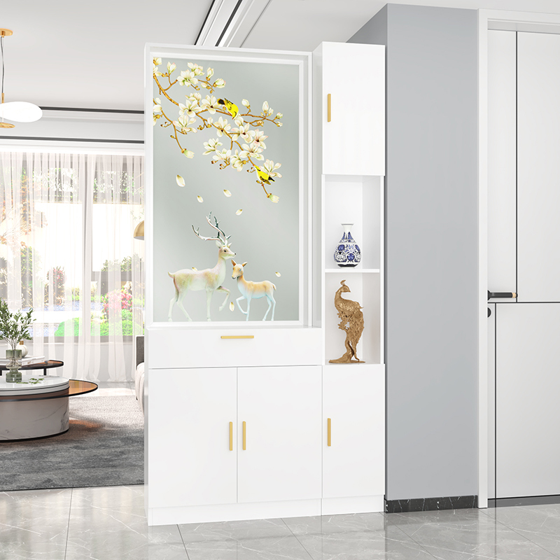 Screen Partition for Living Room, Simple and Modern, Double-Sided Solid Wood Storage Rack, Wine Cabinet Facing the Entrance, Foyer Cabinet
