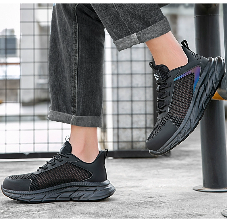 Jiefu labor protection shoes for men in summer, breathable, lightweight, deodorant, steel toe, anti-smash and anti-puncture, women's ultra-light soft-soled work shoes