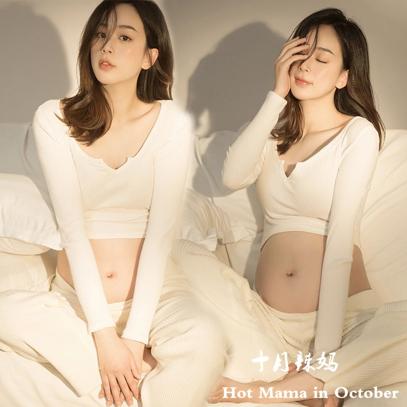 Photo Studio's New Couple-Themed Maternity Photo Outfit, Simple and Cozy Home Wear for Couples, Belly Art Photography Clothing