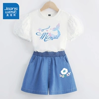 [Специальное предложение набор из двух частей] White/J Color Mermaid-Light Blue/J Color Flower K