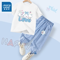 [Быстросохнущие сухие джинсы с короткими рукавами + джинсы Tencel] Белый/Love ушастая собачья джинсовая синяя/J Love Dog K