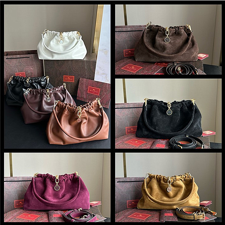 26 New Models of Etro Women's Bags Vela Handbags Blossom Metal Buckle Underarm Bag Matte Cowhide Shoulder Bag 26 New Models of Etro Women's Bags Vela Handbags Blossom Metal Buckle Underarm Bag Matte Cowhide Shoulder Bag