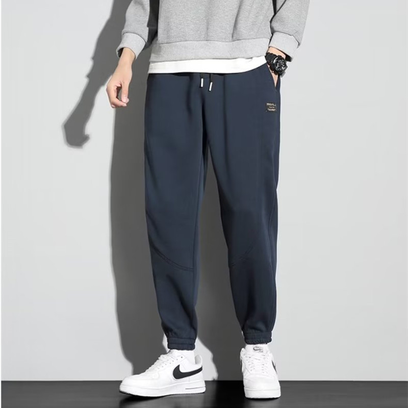 Men Casual Pants 2022 Trendy New Pint Autumn Winter Fashion Easy 100 lap gush thicken Large-size bunch foot long pants-Taobao