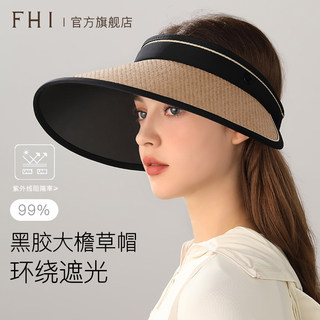 Fhi Sun Hat for Women, Summer Face-Covering, Uv Protection, Large Brim, Open-Top Sun Hat, Beach Cycling Straw Sun Hat
