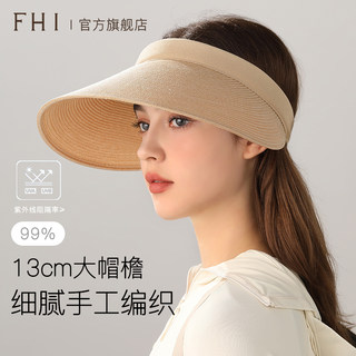 Fhi Women's Summer Straw Hat with Headband Style, Large Brim, Open-Top Hat, Travel Sun Protection Hat, Face-Covering, Uv Protection Sun Hat