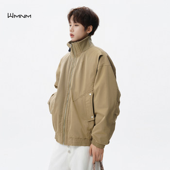 American-Style Stand-Collar Workwear Cotton Jacket for Men, Winter Fleece-Lined Thickened Casual Warm Flight Jacket Trendy Cotton Coat