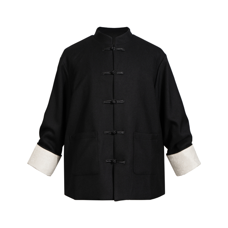 Martine Perse "Yun Zen Series" New Chinese Style National Style Buttoned Tang Suit Black Dark Floral Suit Jacket
