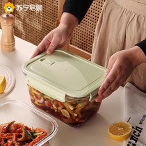 Large-capacity glass crisper thickened food-grade sealed bowl with lid microwave heating lunch box for office workers 947g