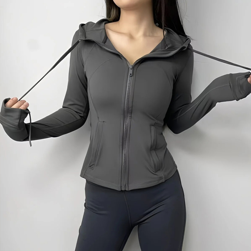 [International Version] Lulu Define Women's Short Hooded Jacket Slim Fit Slimming Yoga Jacket Sun Protection Clothing