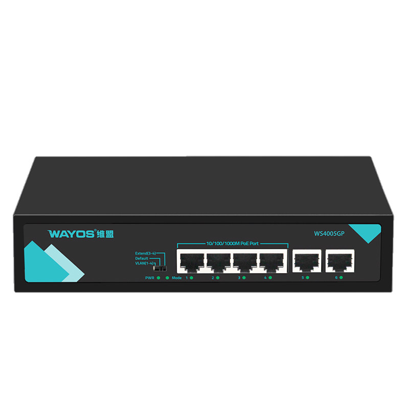 Wayos Ws40005Gp/4-Port Poe Powered Full Gigabit Switch Ethernet Office Dormitory Factory Enterprise Monitoring Management Wireless Ap Network Splitter Switch