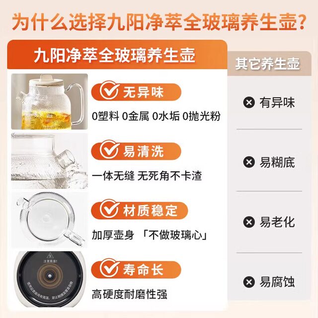 Joyoung All-Glass Constant Temperature Health Kettle for Home Use, Multifunctional Office Small-Sized Flower Tea and Water Boiling Kettle, Official New Model